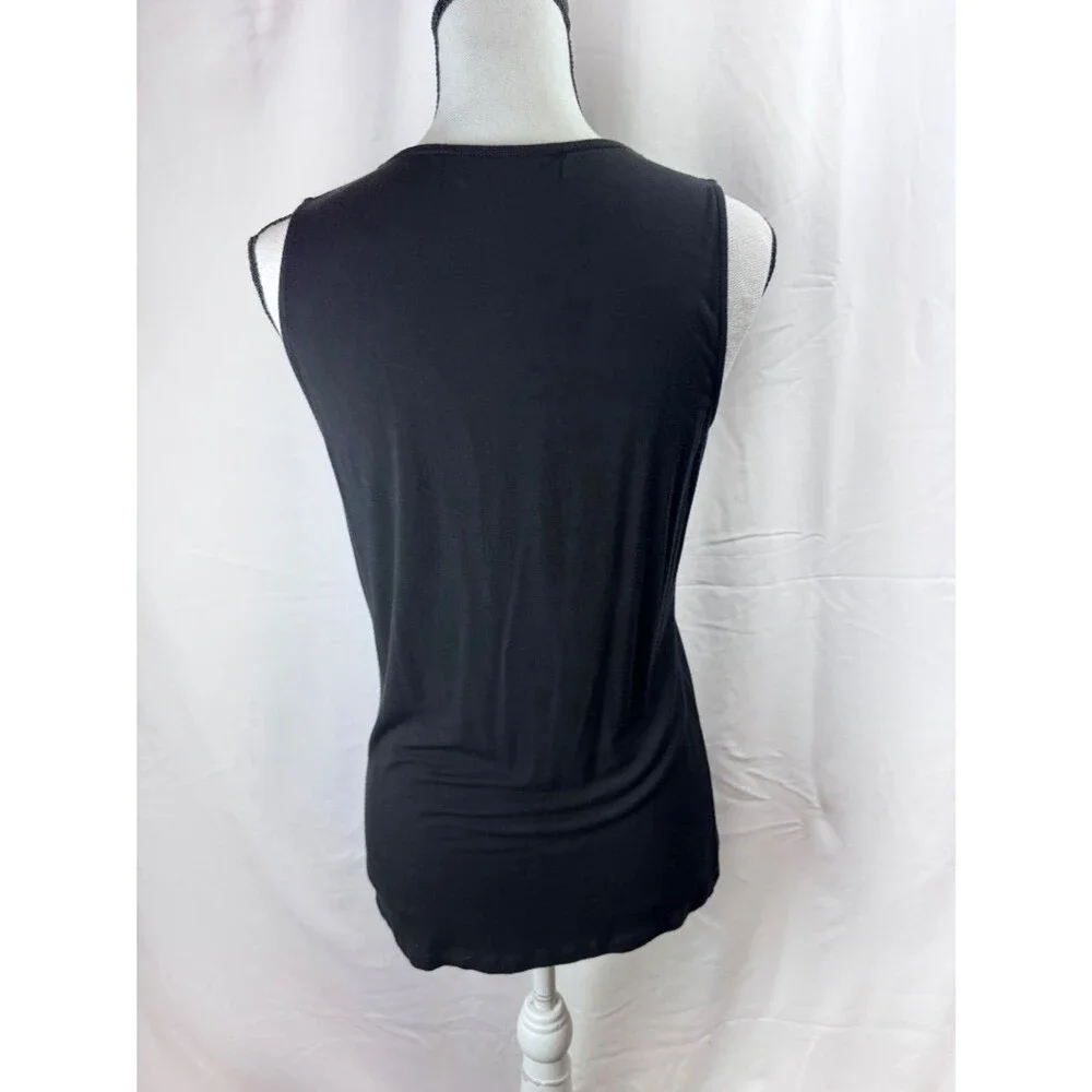 Michael Kors Women Black Tank Top Front Zipper with Ruffles - Size M (A201)
